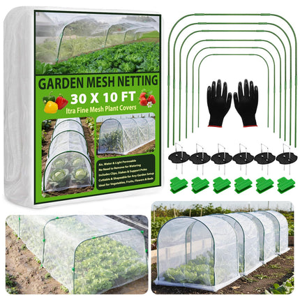 Garden Netting Kit 10×30 FT Ultra Fine Mesh Plant Protection Cover