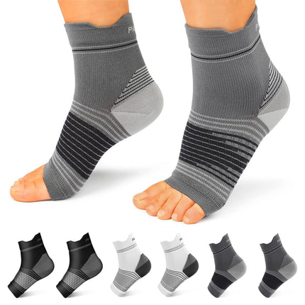 Plantar Fasciitis Sock (6 Pairs) for Men and Women, Compression Foot Sleeves with Arch and Ankle Support, Gray, Large