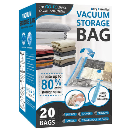 Vacuum Storage Bags with Hand Pump, Vacuum Seal Space Saver Bags,20 Combo