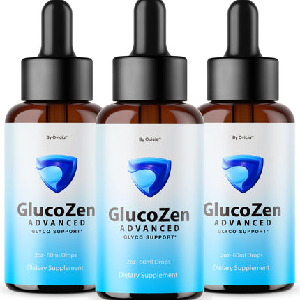 (3 Pack) Glucozen Drops - Official Gluco Zen Oral Liquid Drops Advanced Premium Formula Maximum Strength, All Natural Ingredients Vitamins for Overall Health & Wellness, 3 Bottles for 3 Months