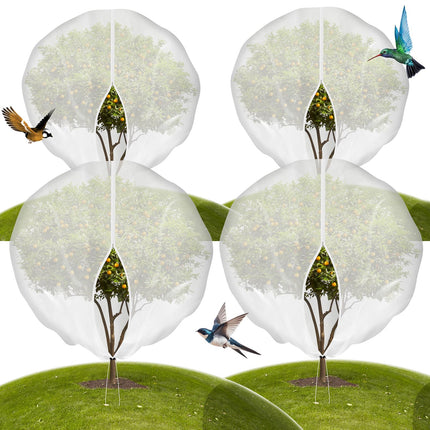 4-Pack 10 * 10FT Large Fruit Tree Netting with Drawstring and Zipper, Garden Netting for Garden Protection, Insect Bird Netting for Fruit Trees, Protection from Anti Bugs,Cicadas, Insects,Birds