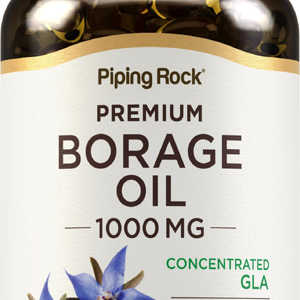 Piping Rock Borage Oil Supplement 1000mg | 120 Softgel Capsules | Omega 3 6 9 | Cold Pressed and Hexane Free | Non-GMO, Gluten Free