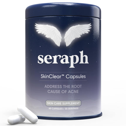 Seraph Acne Supplement - Hormonal Acne Pills Treatment - Pimple Supplements for Women - Skin Clear Capsules for Teen, Men, & Adults - Made in USA - 60 Tablets