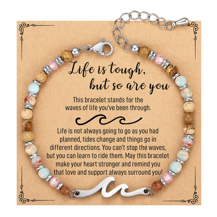 Inspirational Gifts for Women, Wave Bracelets, Life is Tough Jewelry