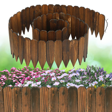 Wooden Garden Edging - 13.1ft x 11.8in Pine Landscape Border, Flexible Weather-Resistant Fences for Decorate Spring Outdoor Patio Yard Lawn Flower Beds