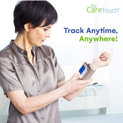 Care Touch Digital Wrist Blood Pressure Monitor for Adults Size 5.5-8.5" for Home Use, Automatic High Blood Pressure Machine with Batteries & Carrying Pouch