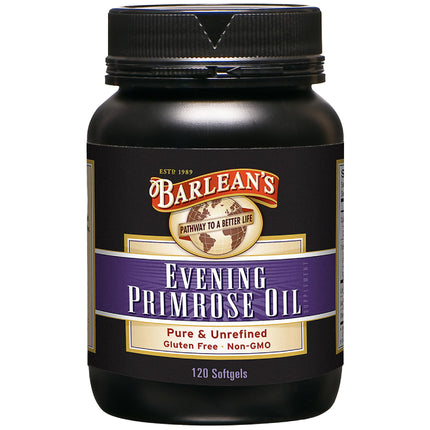 Barlean's Evening Primrose Oil Capsules, GLA Supplement for Men and Women, Healthy Skin, Immune Support and Bone Strength 1300mg Softgels, 120 Count