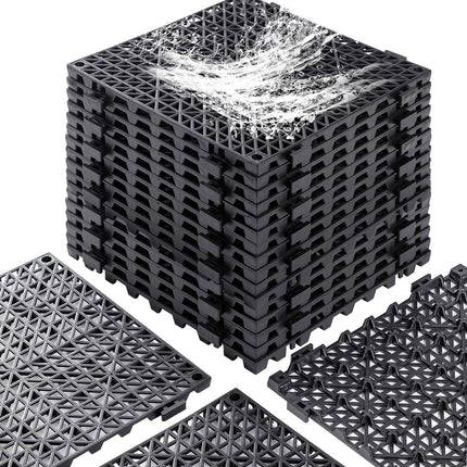 12” x 12” Drainage Interlocking Floor Mats 12 Pack for Outdoor and Indoor