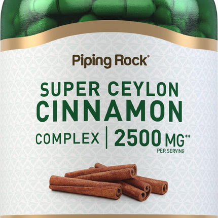 Piping Rock Super Ceylon Cinnamon Complex Capsules | 240 Powder Pills | Extract Supplement with Chromium and Biotin | Vegetarian, Non-GMO, Gluten Free
