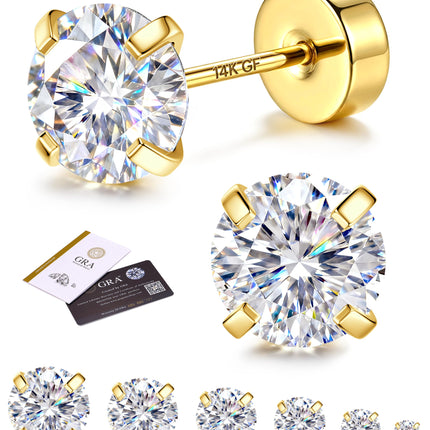 GEMQUEEN 6 Pairs Moissanite Earrings Hypoallergenic Studs Set for Women Men