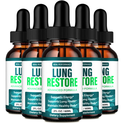 Lung Restore Drops, Official LungRestore Supplement Droppers - Maximum Strength, All Natural Lung Cleanse & Health Support, Advanced Liquid Formula for Healthy Flow, Comfort & Detox Reviews (5 Pack)