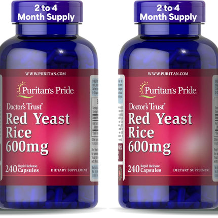 Puritan's Pride Doctors Trust® Red Yeast Rice 600mg,Dietary Supplement,240 Rapid Release Capsules,(Pack of 4)