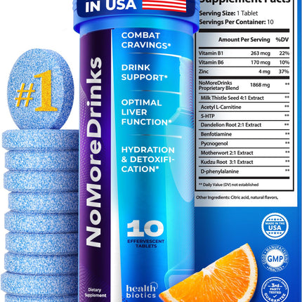 NoMoreDrinks Anti Alcohol Craving Supplement | Liver Detox & Combat Cravings | Energy Support Alcohol Replacement Drink | Organic Milk Thistle Supplement & Dandelion Root & 5HTP | (10) Energy Pills