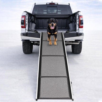 EKING ELITE Dog Ramp for Car, SUV & Truck, 71" Long x 20" Wide, Extra Side-Strap Stability System, Non-Slip Quad-Fold Pet Ramp for Large Dogs, 250 lb Capacity (Standard Design)