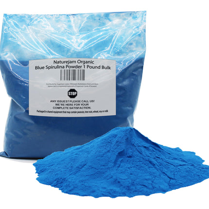 Naturejam Organic Blue Spirulina Powder 1 Pound Bulk-Premium Culinary Grade for Smoothies