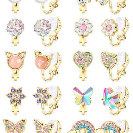 THUNARAZ 10Pairs Clip On Earrings for Women Lightweight Gold Non Pierced