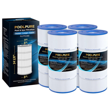 POOLPURE PLFPCC60 Pool Filter Replaces Pentair CCP240, PCC60, Ultral-A4, Unicel C-7469, R173572, 178569, Filbur FC-1975, Clean and Clear Plus 240, L x OD:14 1/8"x7", 4 X 60 sq. ft. Filter Cartridge