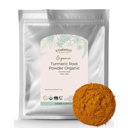 Starwest Botanicals Organic Ground Turmeric Root Powder - Curcumin Spice for Cooking & Seasoning, Certified Kosher, Non-GMO - Bulk 2 lb Bag