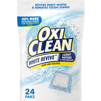 OxiClean White Revive Laundry Whitener and Stain Remover Power Paks,24 Count (Pack of 4)
