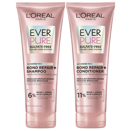L'Oreal Paris Sulfate Free Bond Repair+ Shampoo and Conditioner, 13.6 Fl Oz