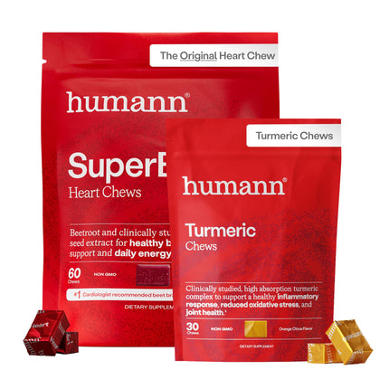 Humann SuperBeets Heart Chews & Turmeric Chews, Beetroot and Turmeric Supplement, High Absorption Curcumin Complex, Nitric Oxide Support, 90 Count