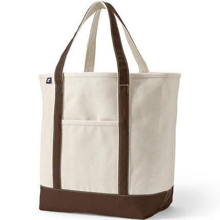 Lands' End Natural Open Top Canvas Tote Natural/brown Root Medium Regular Handle