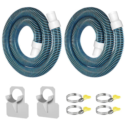 Conderyang 2Pack 1.25×59in EVA Pool Professional Hoses with 2026 Upgrade Flexible Tube Head and 2 Brackets for Above Ground Swimming Pools Pump Replacement Vacuum Heavy Duty Hose Pool Supply (Blue)