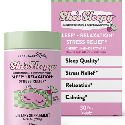 Legendairy Milk She’s Sleepy™ – Cherry Limeade – Nightly Sleep Aid, Sugar Free Drink Mix with Magnesium Glycinate & Ashwagandha – Relaxation & Restful Sleep