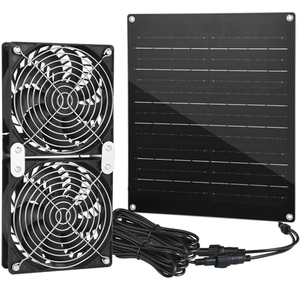 Solar Fan, 30W Solar Powered Fan, Solar Panel Fan Kit, IPX7 Waterproof Fans Exhaust Intake Mounting for Outside Greenhouse Shed Chicken Coop