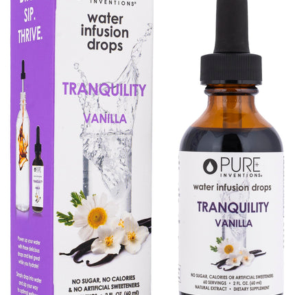 Pure Inventions Tranquility - Supports Relaxation - Vanilla and Chamomile - Water Infusion Drops - No Sugar, Calories, or Artificial Sweeteners - 60 servings - 2oz