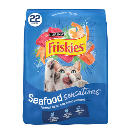 Friskies Purina Seafood Sensations Dry Cat Food, 22 lb Bag