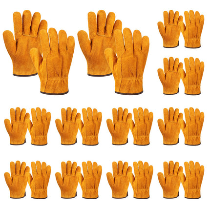 Bruislard 12 Pairs Leather Work Gloves for Men Women, Gardening, Construction, Wood Cutting, Driving, Automotive Repair
