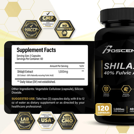 Shilajit Capsules 20,000mg – Pure Himalayan Shilajit for Men & Women – Same as Resin - Fulvic Acid Supplement with 85+ Trace Minerals – High Potency Natural Energy – 120 Vegan Capsules