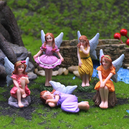 Lamnes Miniature Fairy Garden Figurines 5Pcs, Small Flower Fairies Ornaments Resin Mini Fairy Figurines Outdoor Decor Art for Fairy Garden Pot Bonsai Micro Landscapes Craft Decoration Accessories
