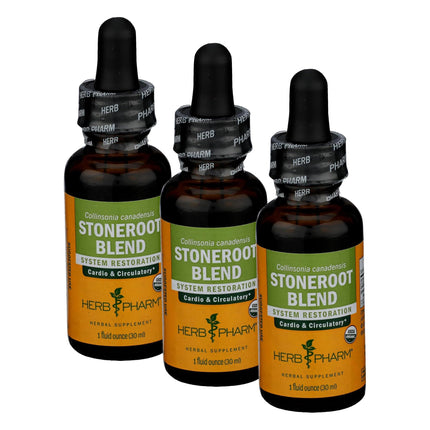 Herb Pharm Certified Organic Stoneroot Blend Liquid Extract for Cardiovascular and Circulatory Support-1 oz (Pack of 3)