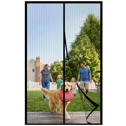 METAONLY Magnetic Screen Door Mesh 38" x 82" - Fits 36" x 80" Door Size, Works for Patio, Sliding Door, Keeps Bug Mosquito Out, Fresh Air Flow, Black