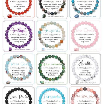 SAMOCO 12PCS 8mm Natural Crystal Bracelets for Women Men