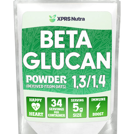 XPRS Nutra Beta Glucan Powder - Pure Unflavored Oat Beta Glucan Supplements Powder - Non GMO, Vegan Friendly 1 3 Beta Glucan - Premium Kids Beta Glucan Comprised of 100% Oat B Glucans (6 Ounce)