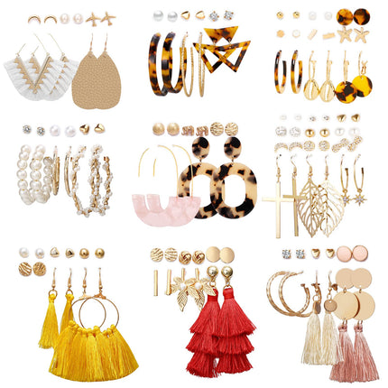 Earrings Set for Women, Funtopia 61 Pairs Fashion Tassel Earrings