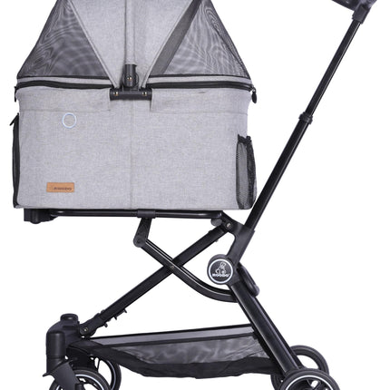 ROODO 2026 Upgraded Version 3 in 1 Dog Cat Stroller with Detachable Carrier Lightweight Folding Portable All Terrain Pet Travel System Puppy Kitty Doggie Bunny Stroller for 30lbs (Light Grey)