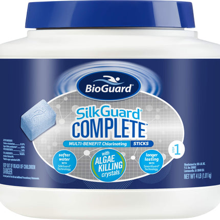 BioGuard SilkGuard Complete Sticks, 4 lb, Longer Lasting with SmartGuard Technology and Algae Killing Crystals, Formulated with SunShield Technology