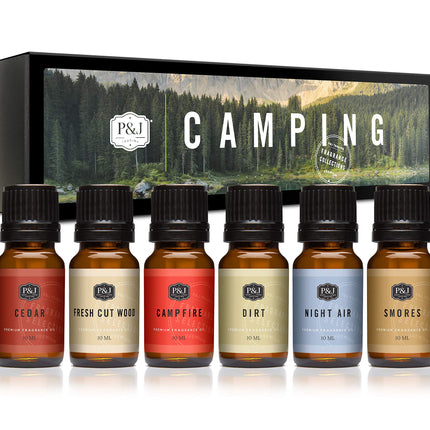P&J Trading Fragrance Oil Camping Set | Campfire, Smores, Dirt, Fresh Cut Wood, Night Air, and Cedar Candle Scents for Candle Making, Freshie Scent, Soap Making Supplies, Diffuser Oil Scents