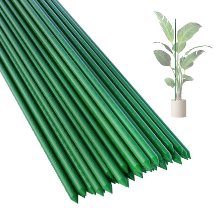 PROWORX 48 Inch 4 Ft Plant Support Garden Stakes 25 PCS, Sturdy Steel Plastic Coated Sticks for Outdoor Growing Climbing, Tomato, Trees, Cucumber, Beans