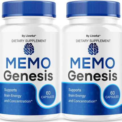 (2 Pack) Memo Genesis Capsules - Original MemoGenesis Brain Health Daily Support Pills Natural Advanced Formula Cognitive Health & Function to Help Maintain Clarity Focus, 120 Capsules for 2 Months
