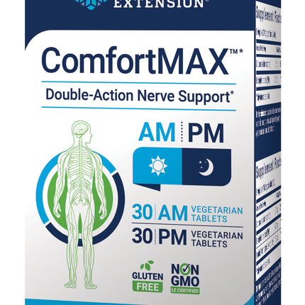 Life Extension ComfortMAX™, honokiol and Pea for Nerve Support & discomfort Relief, Gluten-Free, Non-GMO, Vegetarian, 60 Tablets