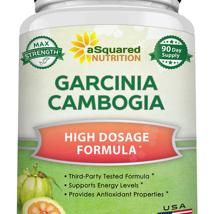 aSquared Nutrition Garcinia Cambogia 1600mg-180 Capsules-Natural Pure Extract Pills for Brain Health- Standardized Ultra HCA & Garcinia Cambogia Supplement Alternative to Gummies, Drops, Tea & Powder
