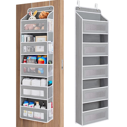 JARLINK Over the Door Organizer for Bedroom, Pantry, Bathroom, 5 Shelf Grey