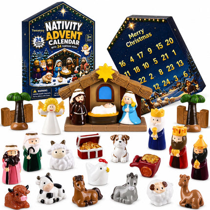 Nativity Advent Calendar 2026 Resin Figures Jesus Birth Nativity Scene Set