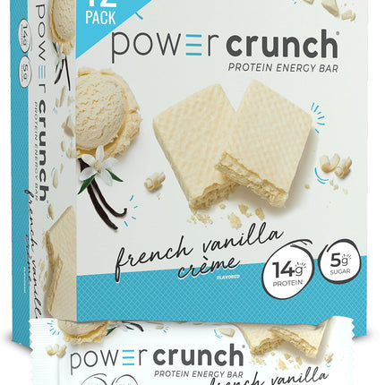 Power Crunch Protein Wafer Bars, High Protein Snacks with Delicious Taste, French Vanilla Creme, 1.4 Ounce (12 Count)