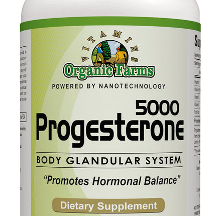 Organic Farm Vitamins Progesterone 5000 - Body glandular System Dietary Supplement, 100% Natural Progesterone Pills - Formula to Balance Hormones - progesterone Supplement, 90 Tablets